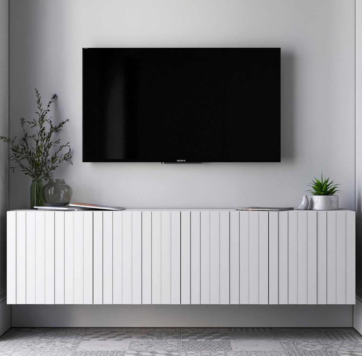 TV-SCHRANK Elpis Weiß Matt Glamour 150 cm - Weiß, Holzwerkstoff (150/37.5/36.5cm) - Meble Lindner