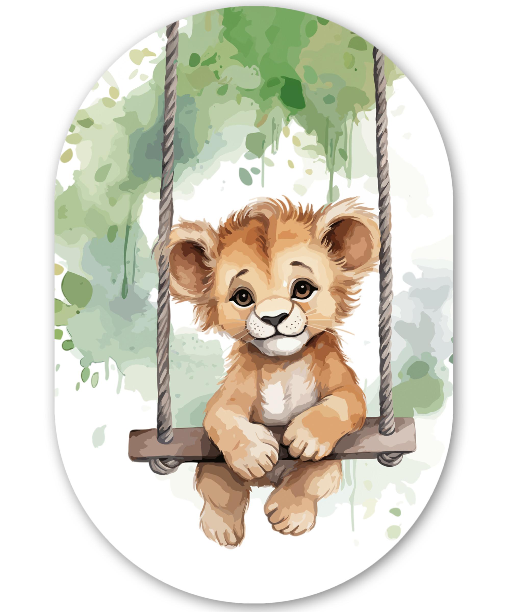 WANDBILD Löwe - Tier - Kinder - Dschungel Deko Wohnzimmer 40x60 cm - Hellbraun, Kunststoff (40/60cm) - MuchoWow