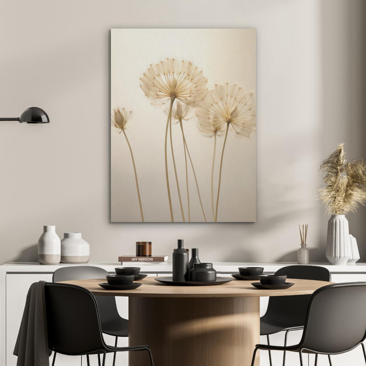 AKUSTIKBILD Sonnenlicht - Löwenzahn - Botanisch - Blumen Wandbilder 60x80 cm - Creme, Kunststoff (60/80/0.9cm) - MuchoWow