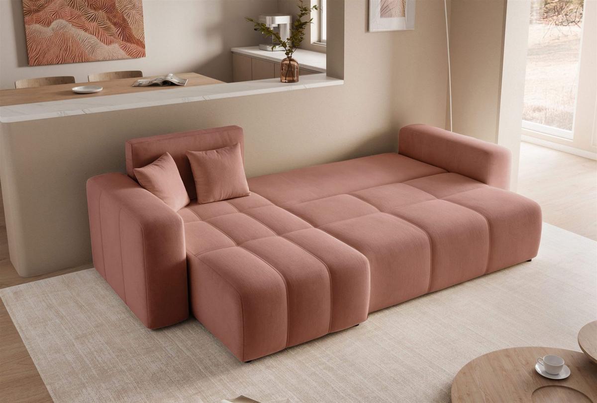 ECKSOFA Leros Mit Schlaffunktion - Rosa, Holzwerkstoff/Textil (248/145cm) - Fun Möbel