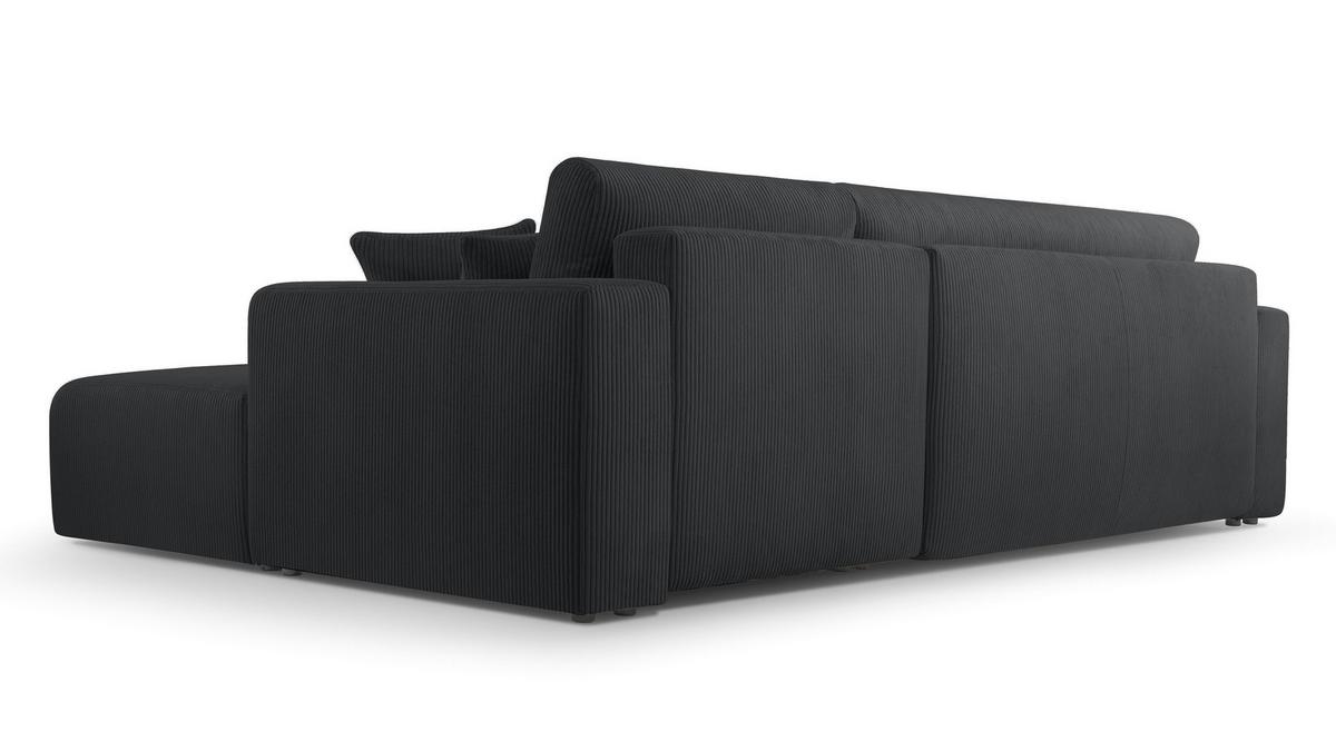 ECKSOFA L Form Catea Dunkelgrau 279/145/84 cm Rechts mit Schlaffunktion - Dunkelgrau/Schwarz, Kunststoff/Textil (279/145cm) - AX Living