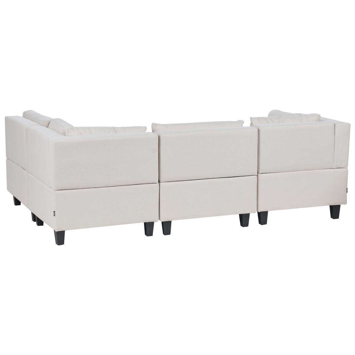 ECKSOFA Modul 4-Sitzer linksseitig Hellbeige Stoff Unstad - Beige/Schwarz, Textil (228/152cm) - Beliani