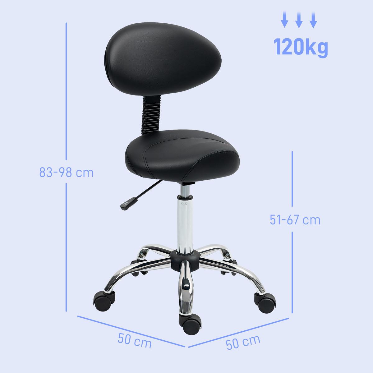 ROLLHOCKER Kunstleder Schaumstoff Schwarz - Silberfarben/Schwarz, Kunststoff/Metall (50/98/50cm) - HOMCOM