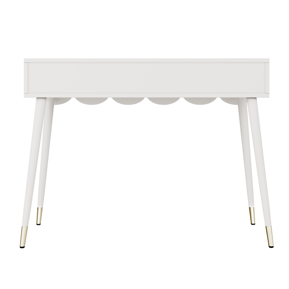 SCHMINKTISCH weiß 100 cm mit 2 wolken-schubladen & metallbeinen - Weiß, Holzwerkstoff (100/76/40cm) - Urban Meuble