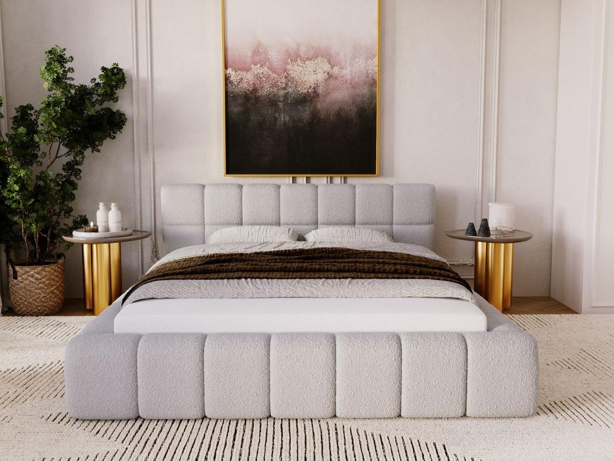 POLSTERBETT Alicante Bouclé-Stoff 120x200 Hellgrau - Hellgrau, Textil (120/200cm) - Graingold