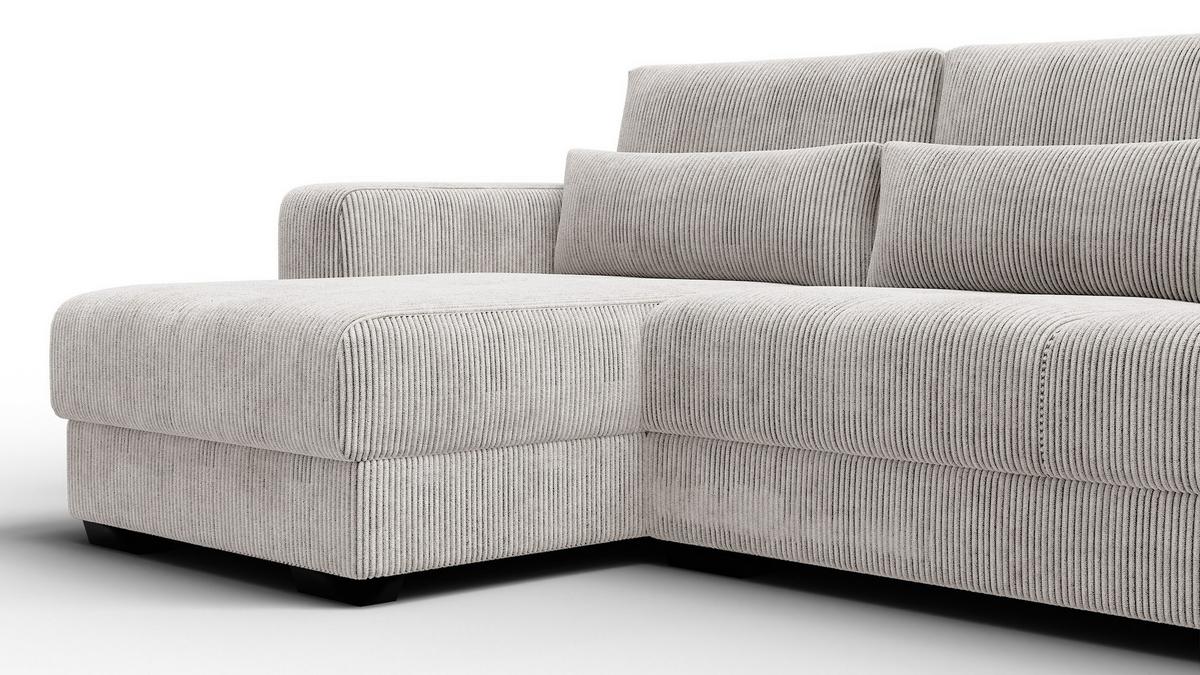 ECKSOFA OLI 4-Sitzer links, perlweiß - Weiß, Holz/Textil (295/172cm) - Wozimo