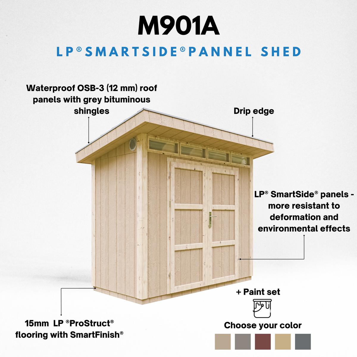 HOLZ-GARTENHAUS basis LP SmartSide 3m² mit B161xL293xH239 cm - M901A - TUNDRA GREY - Grau, Holz (294/239/161cm) - Timbela