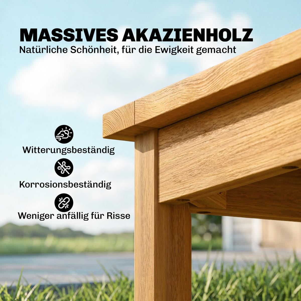 GARTENTISCH Akazienholz Naturholz - Naturfarben, Holz (48/48/46cm) - Outsunny