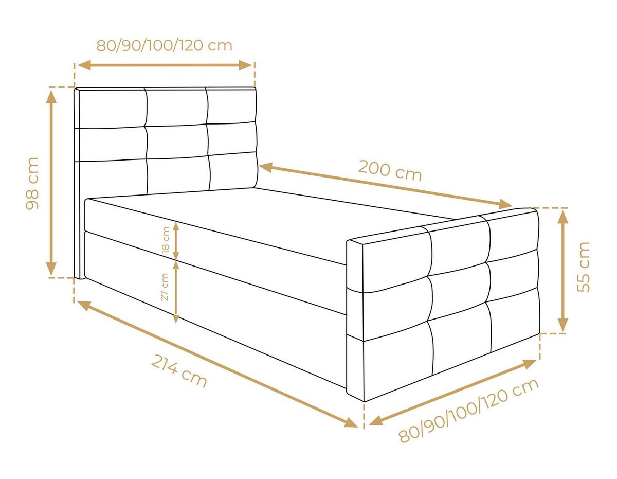 BOXBETT ARGENTARO 100x200 cm mit Bettkasten und Matratze - Beige + TOPPER - Beige/Schwarz, Holz/Holzwerkstoff (100/200cm) - AX Living