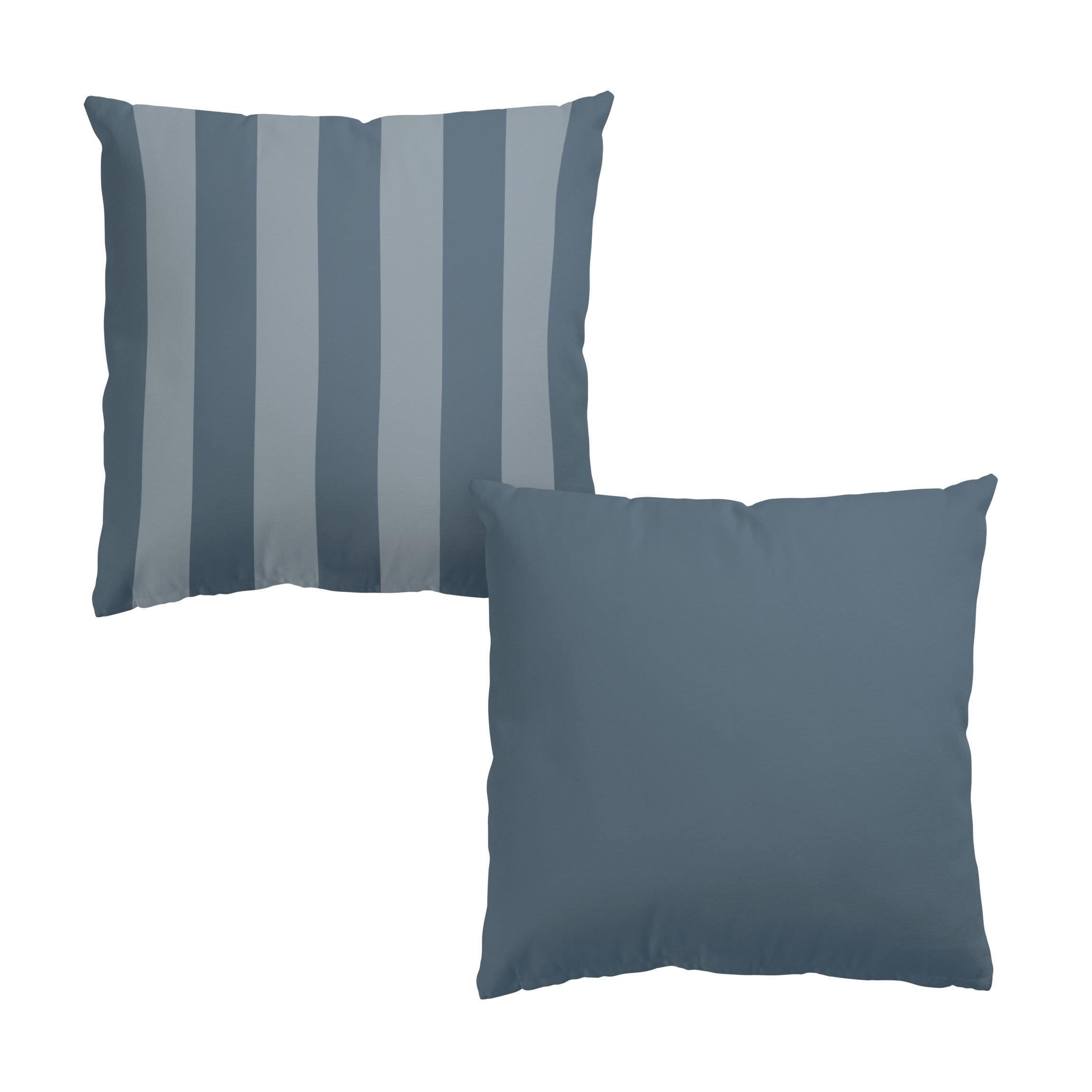 DEKOKISSEN 2er-Set Schieferblau trifft Streifen Duo 50/50 cm - Blau, Textil (50/50cm) - Bilderwelten