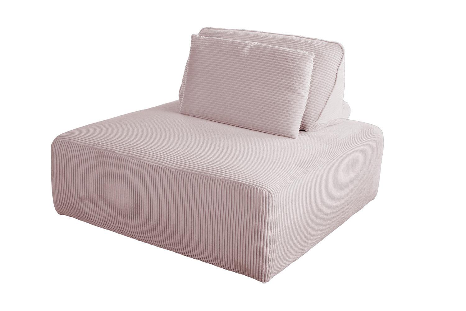HOCKER MIT RÜCKENKISSEN WIOLO SOFT Pink Cord - Schwarz/Rosa, Kunststoff/Textil (111/84/111cm) - KAWOLA