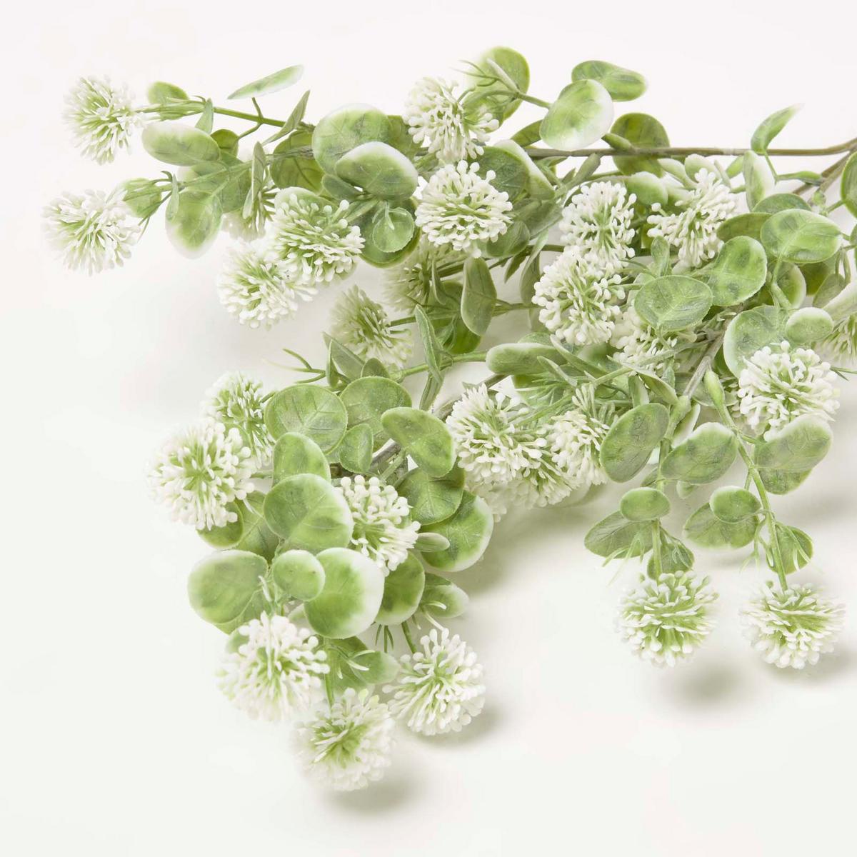 DEKOZWEIG Kugelblüten weiß, langstielig 66 cm - Weiß, Kunststoff (66cm) - Homescapes