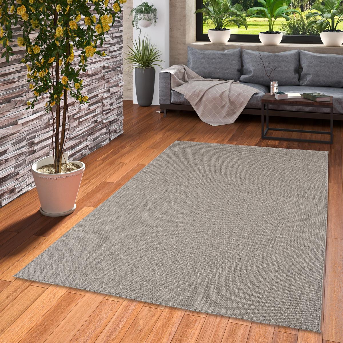 IN & OUTDOOR TEPPICH FLACHGEWEBE VALENCIA MIX - Anthrazit, Textil (140/200cm) - Pergamon