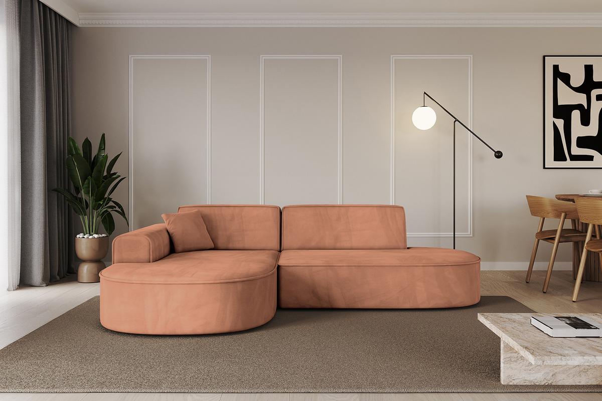 ECKSOFA Ottomane Links MARI-L1 - 243x171x79 cm Orange Velours - Schwarz/Orange, Holzwerkstoff/Kunststoff (243/171cm) - ALTDECOR