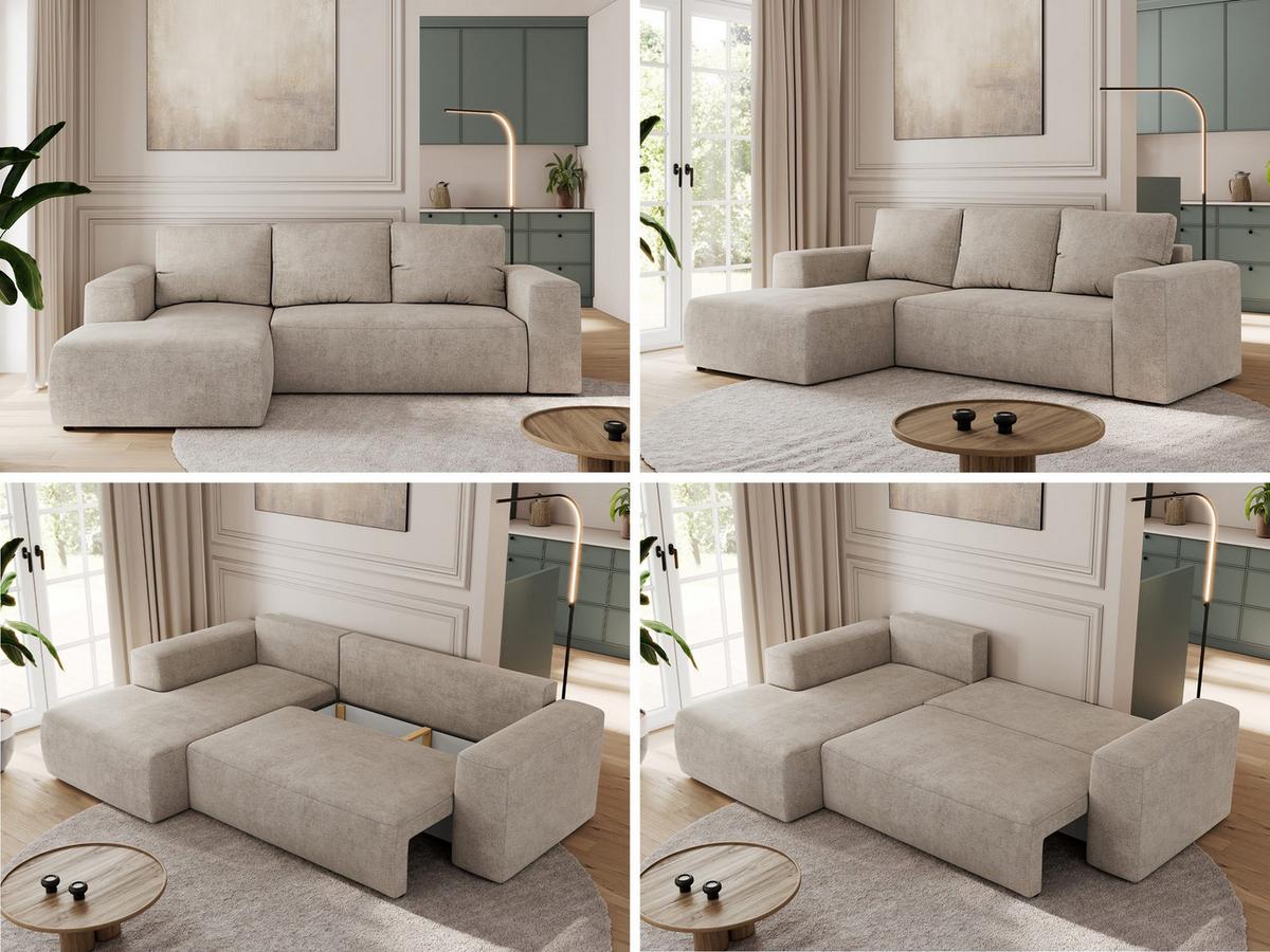 ECKSOFA TRENTINO L Beige Stukture - Links - Beige/Schwarz, Kunststoff/Textil (266/164cm) - MKS