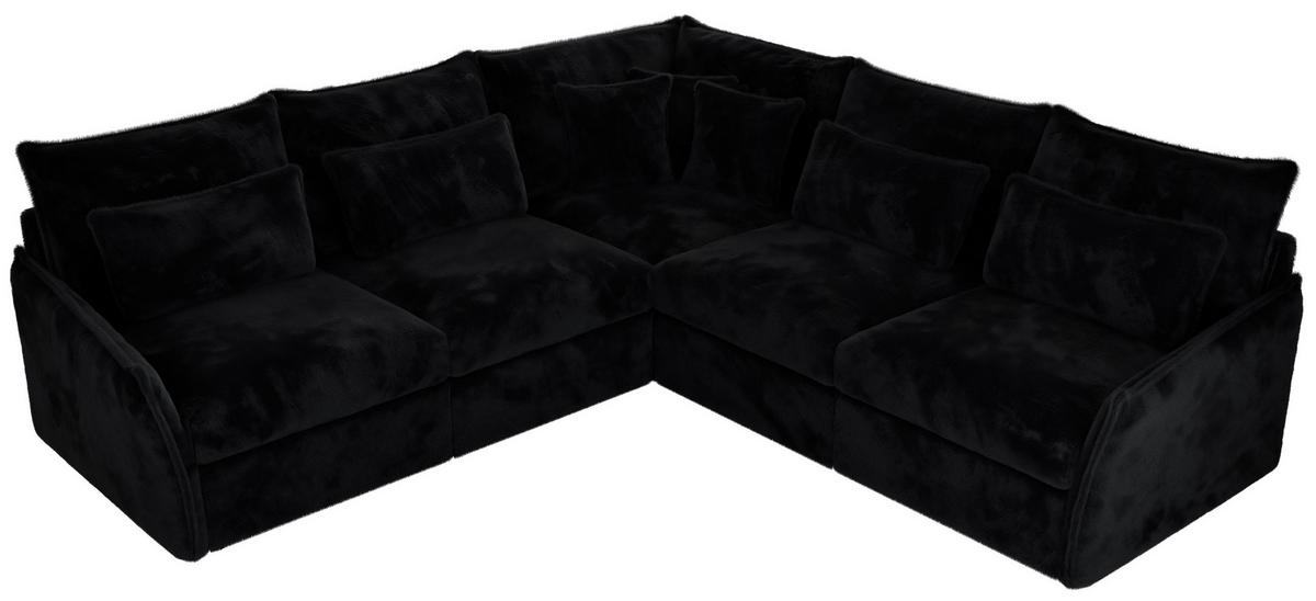 ECKSOFA VERSO L Schwarz Plüsch - Schwarz, Kunststoff/Textil (270/270cm) - MKS