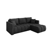 ECKSOFA mit Schlaffunktion Ottomane Rechts GARD-L 226x146x85 Dunkelgrau Velours - Anthrazit/Schwarz, Holzwerkstoff/Kunststoff (226/146cm) - ALTDECOR