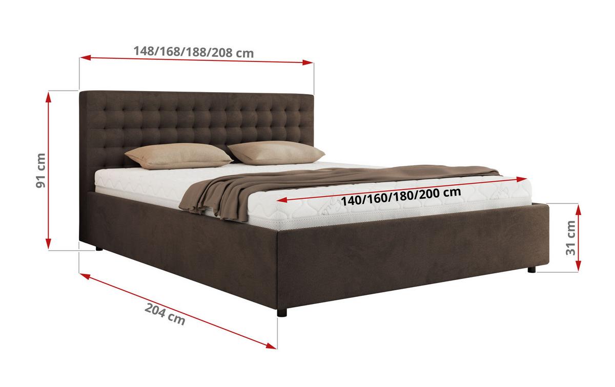 POLSTERBETT PAVO CLASSIC 200/200 - Braun Velvet - Multipocket-Matratze - Braun, Textil (200/200cm) - MKS