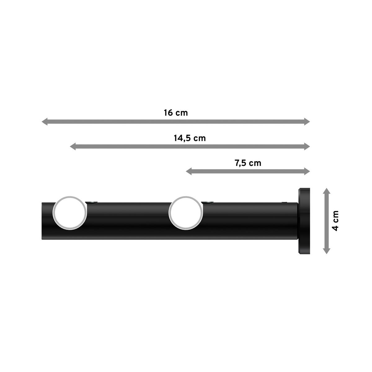 GARDINENSTANGE Platon Estana 280 cm (geteilt in 2 x 140 cm), 2-läufig (ohne Ringe), 20 mm Ø Schwarz - Schwarz, Metall (280cm) - INTERDECO
