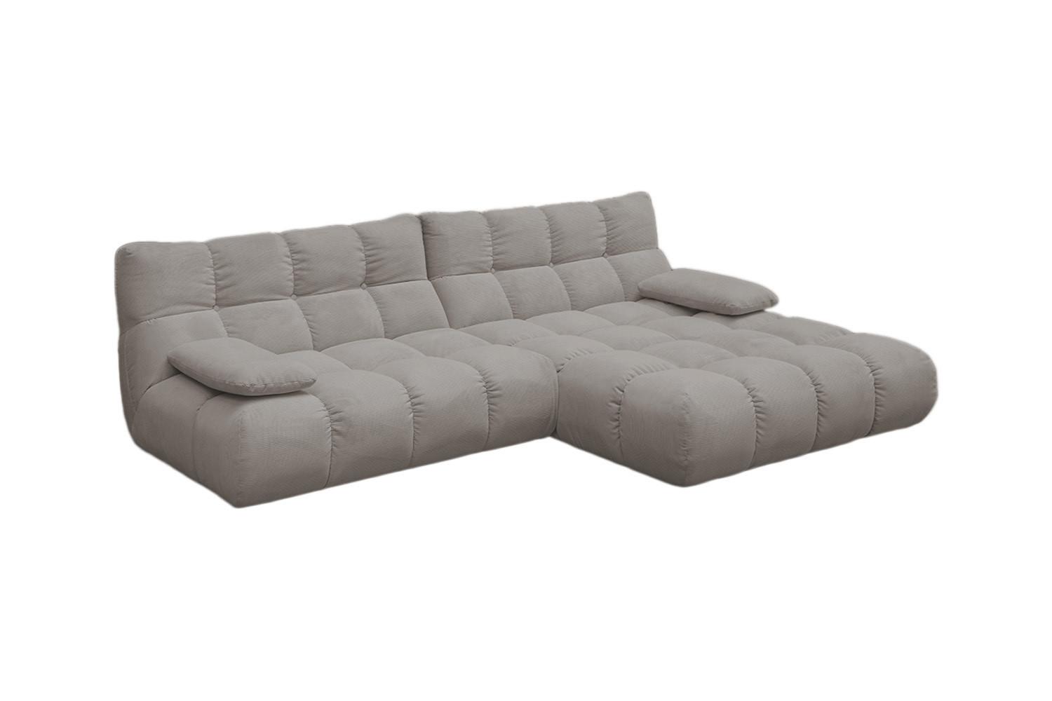 ECKSOFA VIVIEN Grau Cord - Schwarz/Grau, Kunststoff/Textil (290/178cm) - KAWOLA