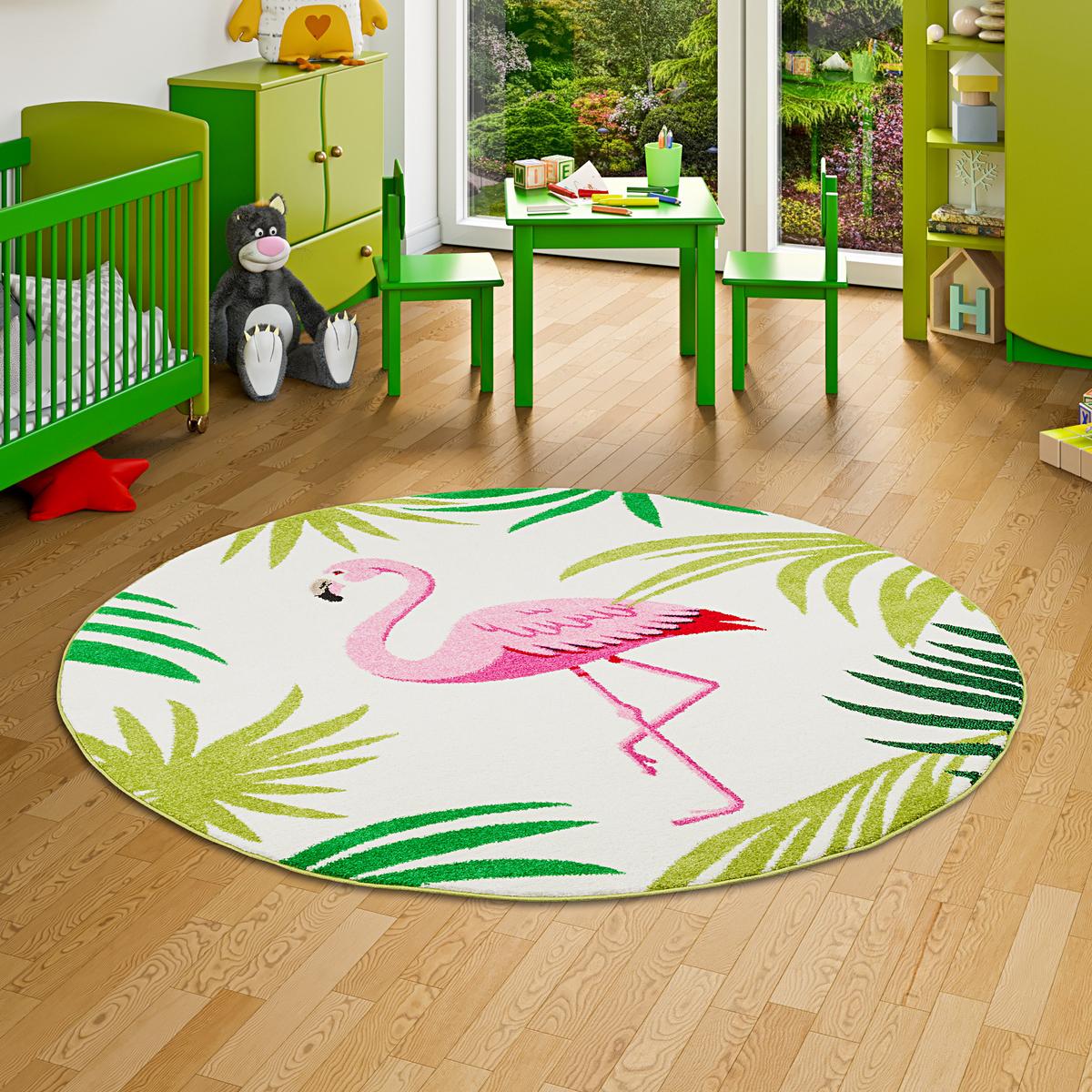 DESIGNER TEPPICH FARO TROPICAL FLAMINGO RUND - Pink, Textil (200/200cm) - Pergamon