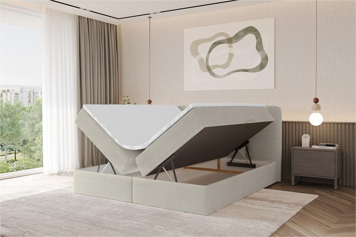 BOXBETT mit Matratze H4 - NINA - 180x200 cm Creme - Perlmutt, Holzwerkstoff (180/200cm) - ALTDECOR