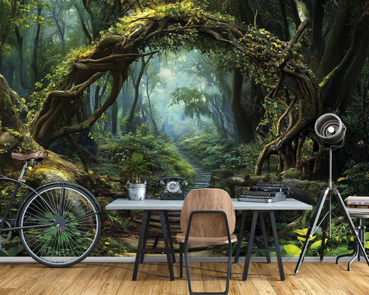 FOTOTAPETE 3D Effekt Wald Natur 350x250 - Multicolor, Papier (350/250cm) - Wallarena