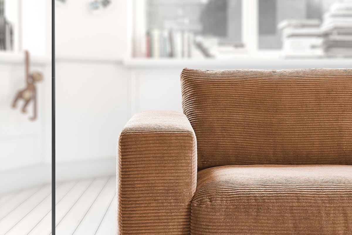 SOFA 2-SITZER MADELINE Braun Cord - Schwarz/Braun, Kunststoff/Textil (230/85/127cm) - KAWOLA