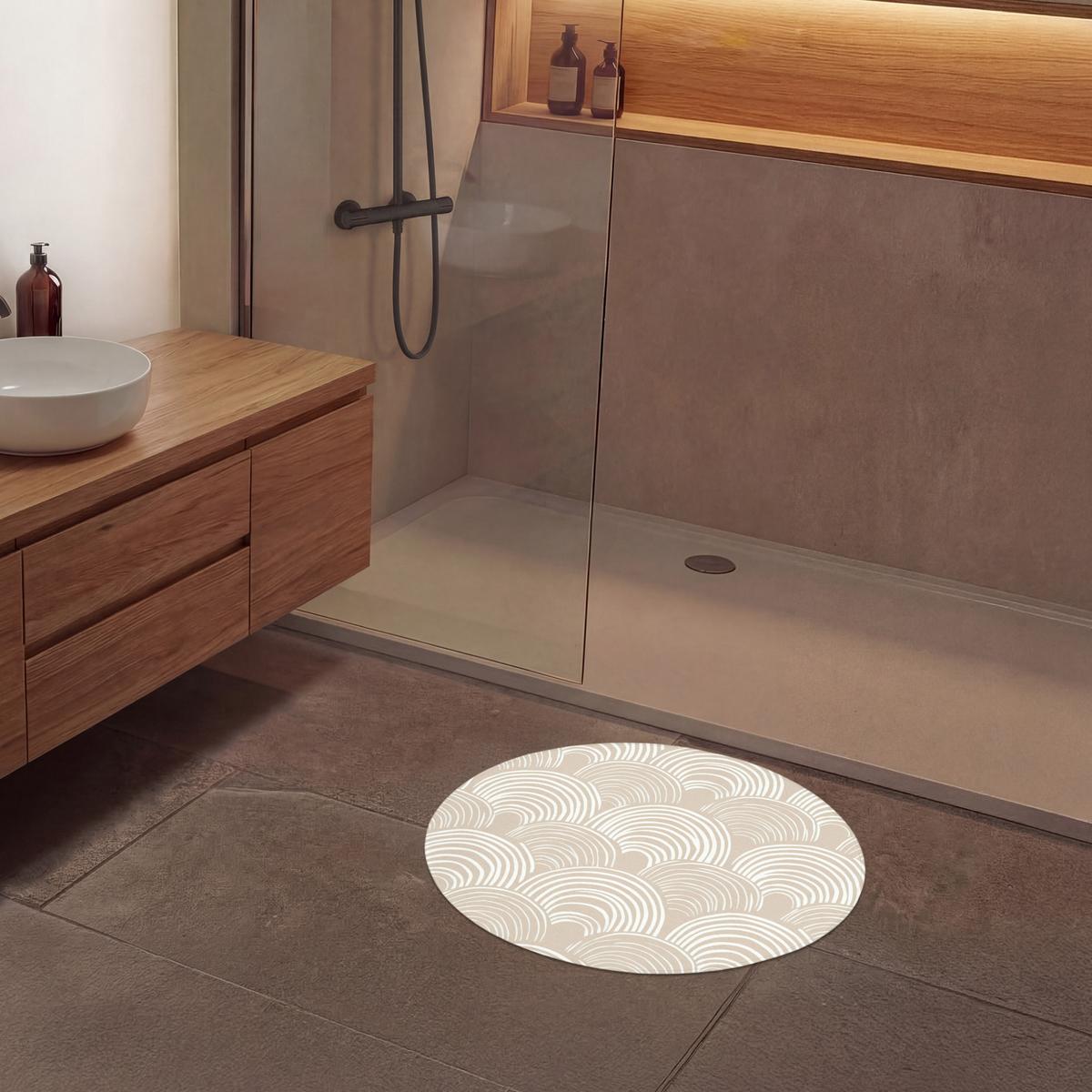 BADEMATTE Wellen - Textur - Beige Badvorleger 70x70 cm - Kaschmir, Textil (70/70cm) - OnlyWow