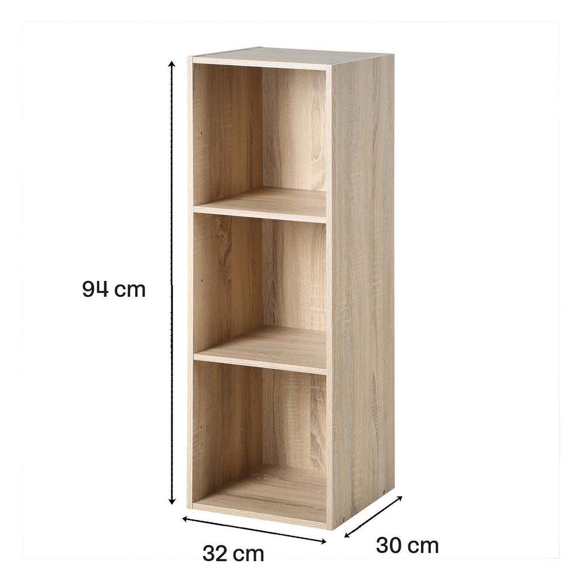 AUFBEWAHRUNGSREGAL mit 3 Fächern - L31,7 cm - Eschefarben, Holzwerkstoff (29.5/92.5/6cm) - Calicosy