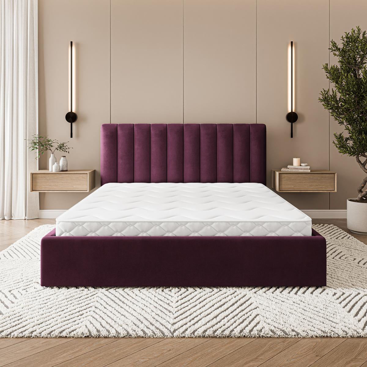 POLSTERBETT DEMERA MGV 120x200 cm mit Bettkästen - Violett - Violett, Holz (120/200cm) - MASSENO