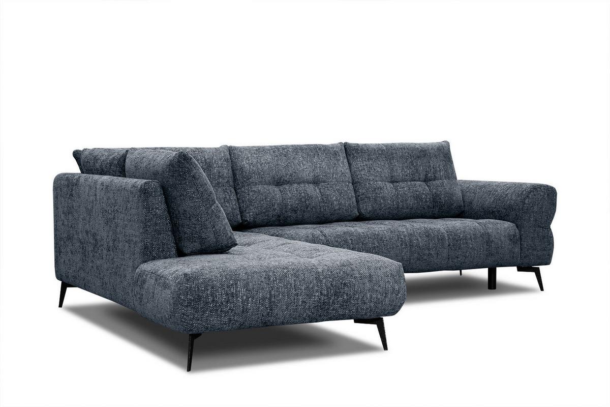 ECKSOFA SALVINI 5-Sitzer, dunkelblau - Schwarz/Dunkelblau, Holzwerkstoff/Textil (158/292cm) - Wozimo