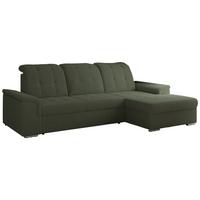 ECKSOFA MADRITO L - Grün Boucle - Rechts - Silberfarben/Grün, Textil/Metall (256/160cm)