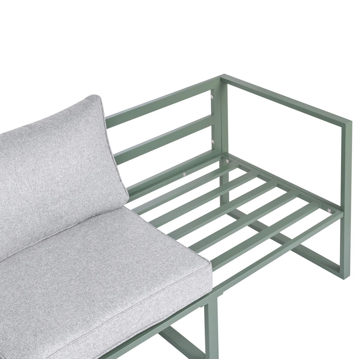 GARTEN-ECKSOFA mit Tisch 3-Sitzer Metall Grün Olang - Hellgrau/Grau, Metall - Beliani