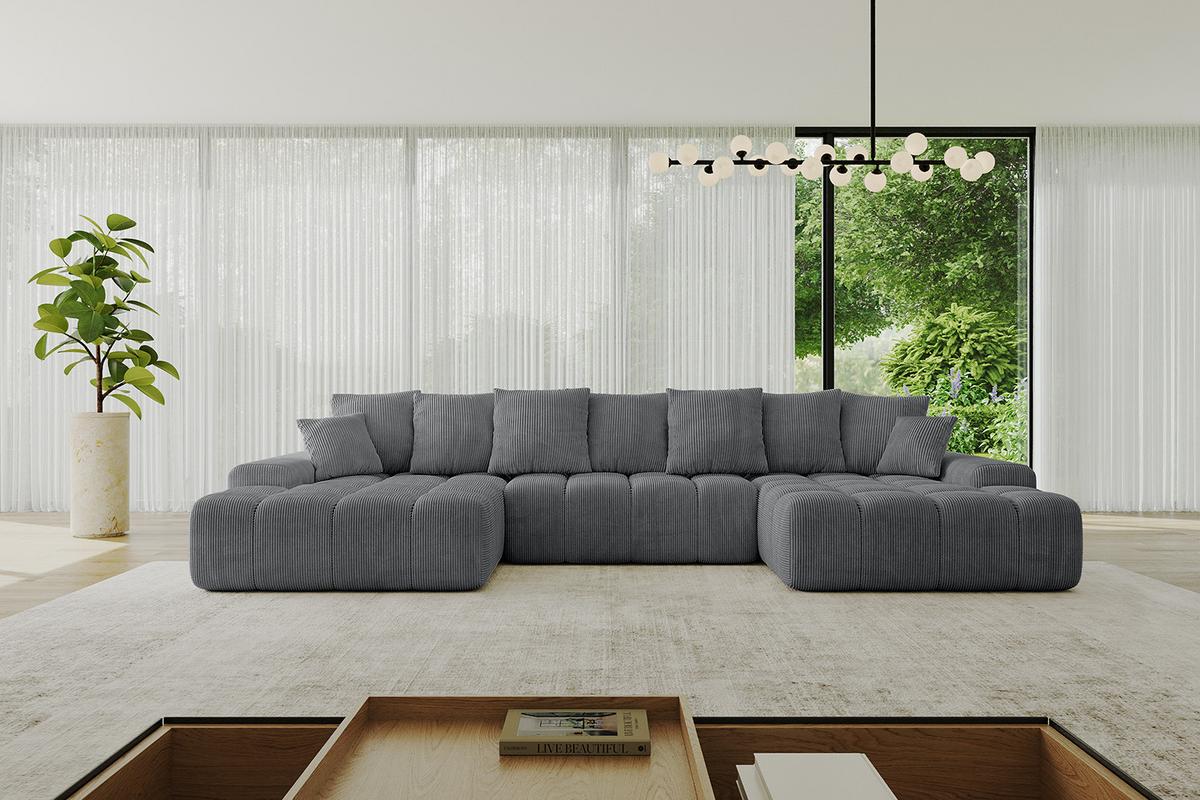 WOHNLANDSCHAFT ENSI-U - 353x164x69 cm Dunkelgrau - Dunkelgrau, Holzwerkstoff/Kunststoff (357/69/164cm) - ALTDECOR