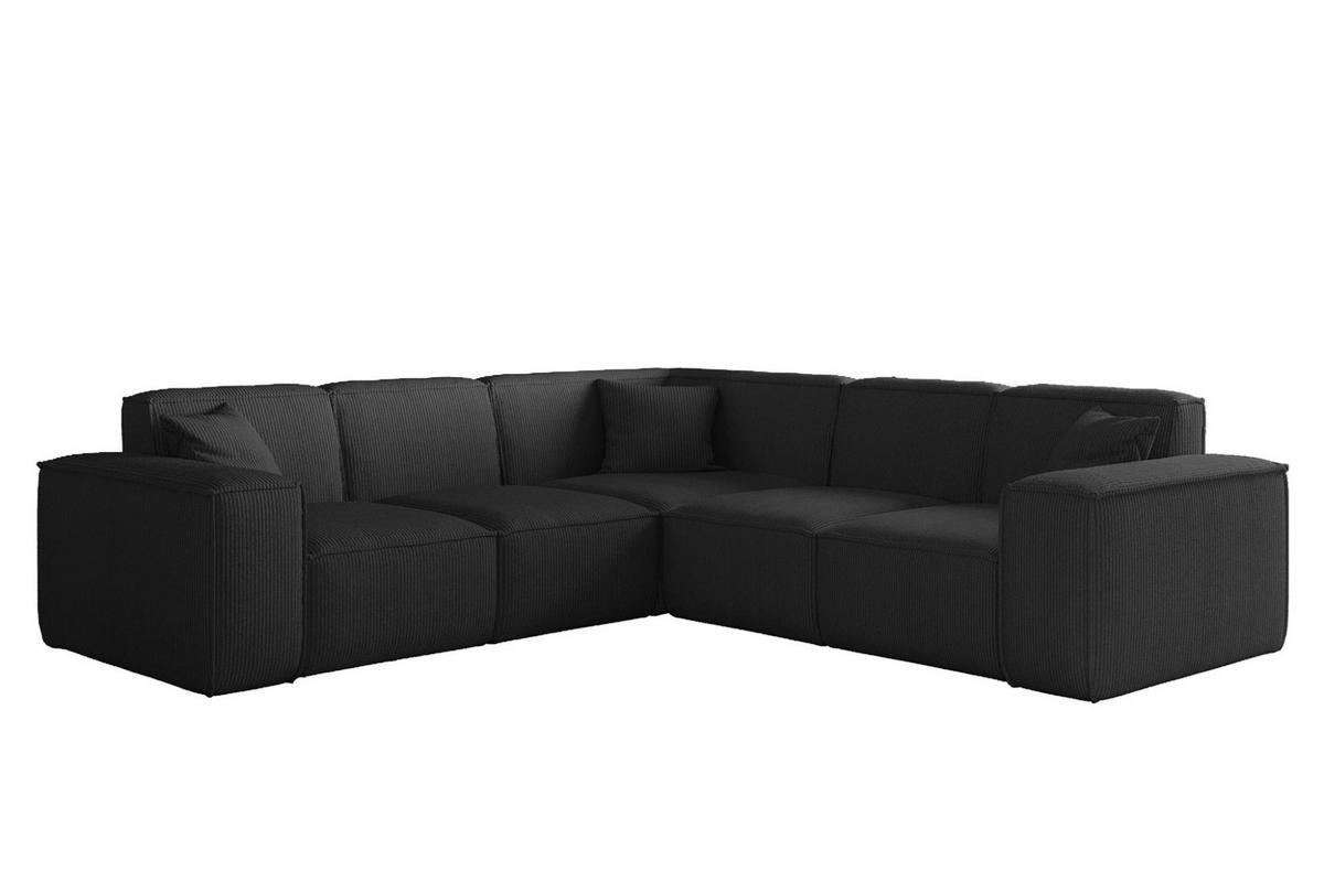 SOFA Celes Premium Stoff Scala - Schwarz, Holzwerkstoff/Textil (246/246cm) - Fun Möbel