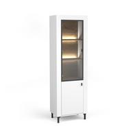 VITRINE Monta mit 2 Türen und LED-Beleuchtung, Weiß - Weiß, Holzwerkstoff (60/194/40cm) - Beautysofa