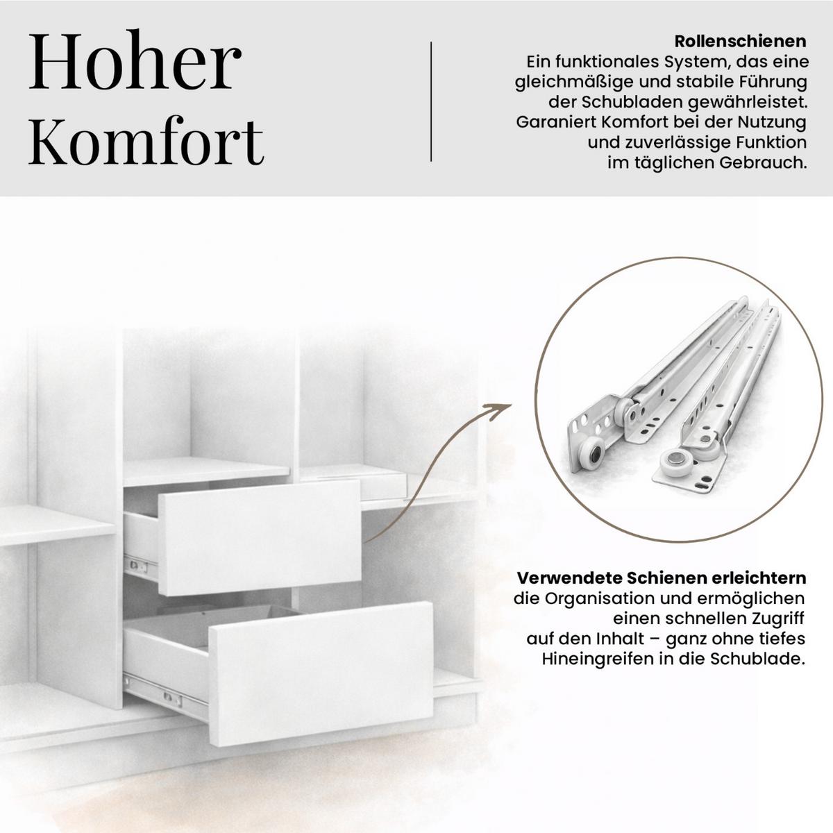 SCHWEBETÜRENSCHRANK mit Schubladen 180 - MACEDONIA - Kaschmir - Kaschmir/Alufarben, Holzwerkstoff/Metall (180/216/61cm) - MKS