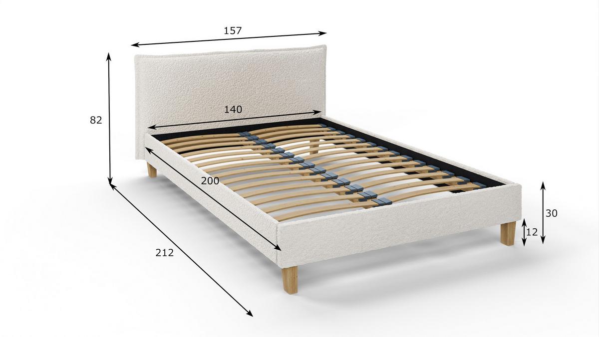 POLSTERBETT Arles 140/200 cm Boucle-Stoff - Hellbraun/Weiß, Holz/Textil (140/200cm) - S-Style Möbel