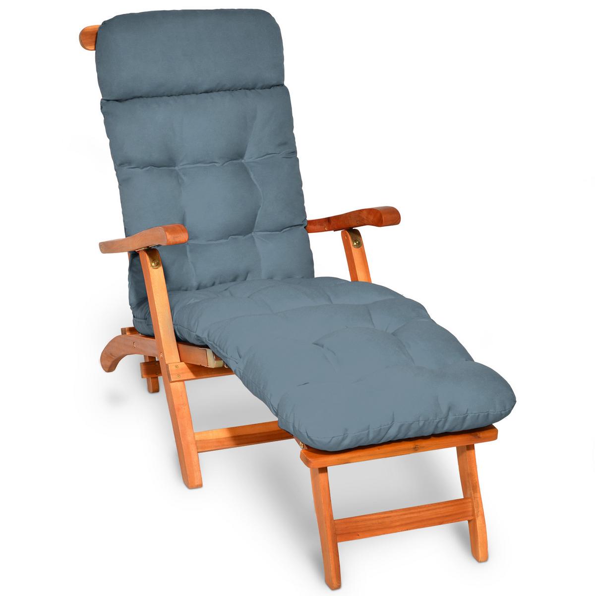 DECKCHAIRAUFLAGE Flair DC 200x50x8cm Taubenblau (2tlg) - Blaugrau, Textil (50/200cm) - Beautissu 