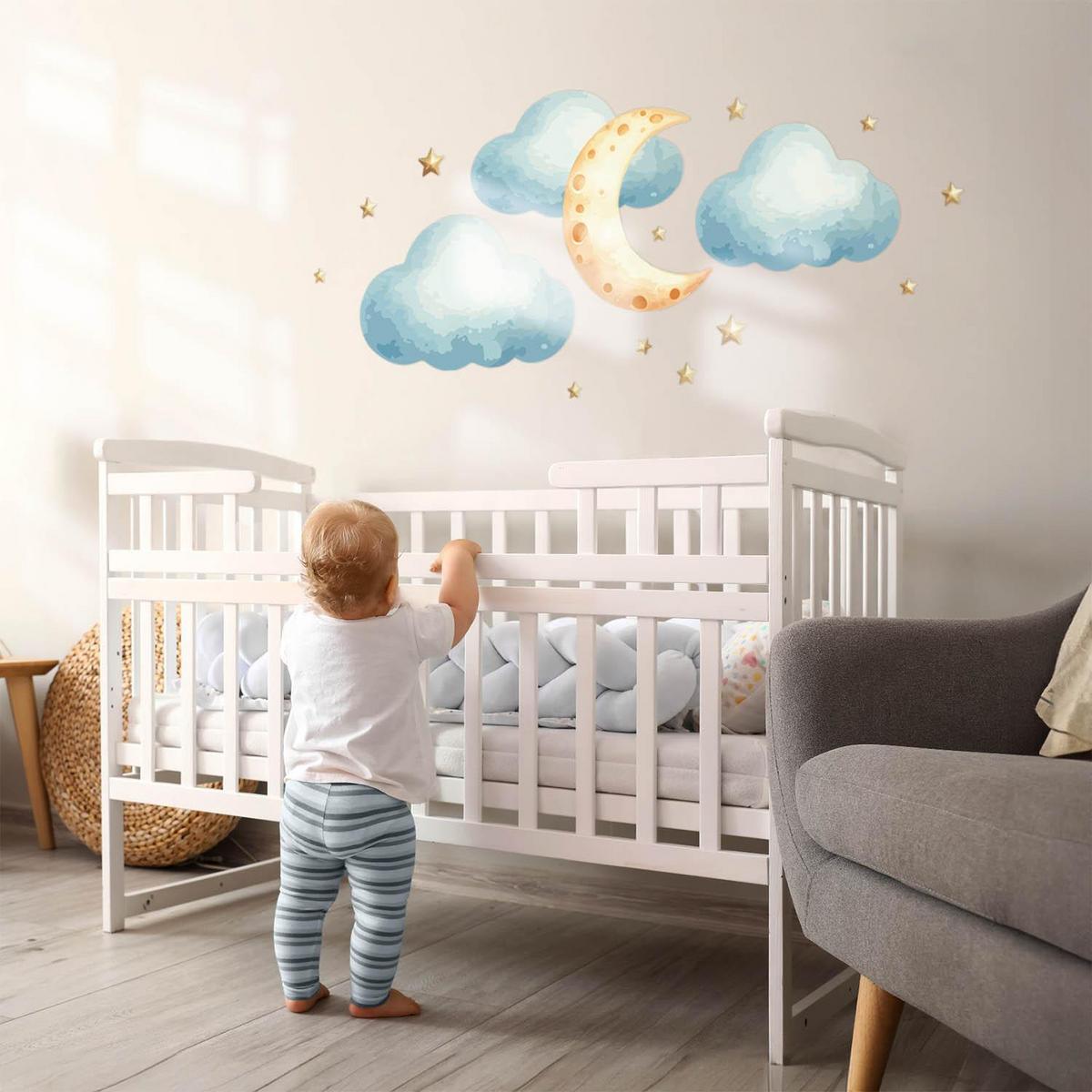 WANDAUFKLEBER 60x74cm - Mond, Wolken, Himmel - Multicolor, Kunststoff (60/74/0.1cm) - Wallfluent