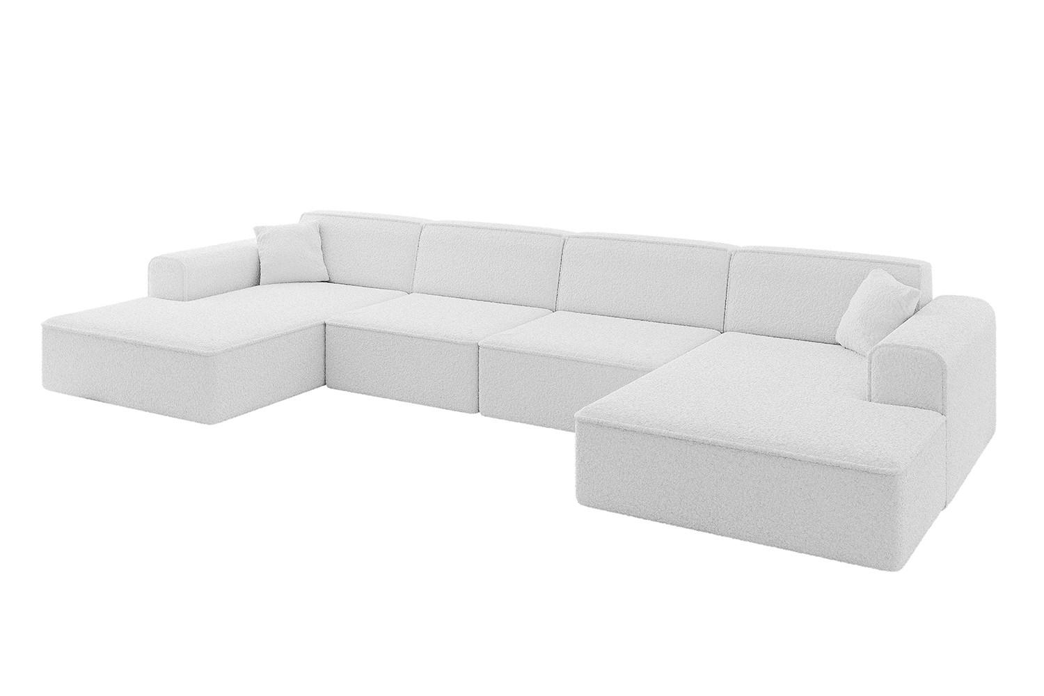 WOHNLANDSCHAFT IREA-U2-v3 - 386x165x77 cm Weiß - Weiß, Holzwerkstoff/Textil (386/77/165cm) - ALTDECOR