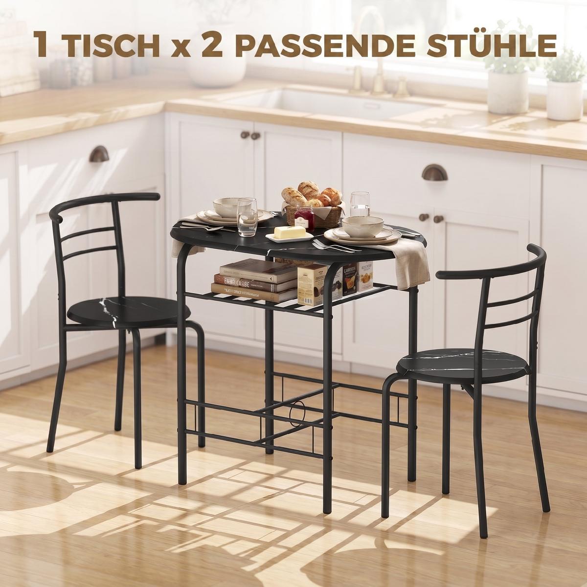 ESSGRUPPE MDF Metall Schwarz - Schwarz, Holzwerkstoff/Metall (52/76/80cm) - HOMCOM