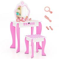 KINDER SCHMINKTISCH Set Weiß - Weiß, Holz (49/87/34cm) - COSTWAY