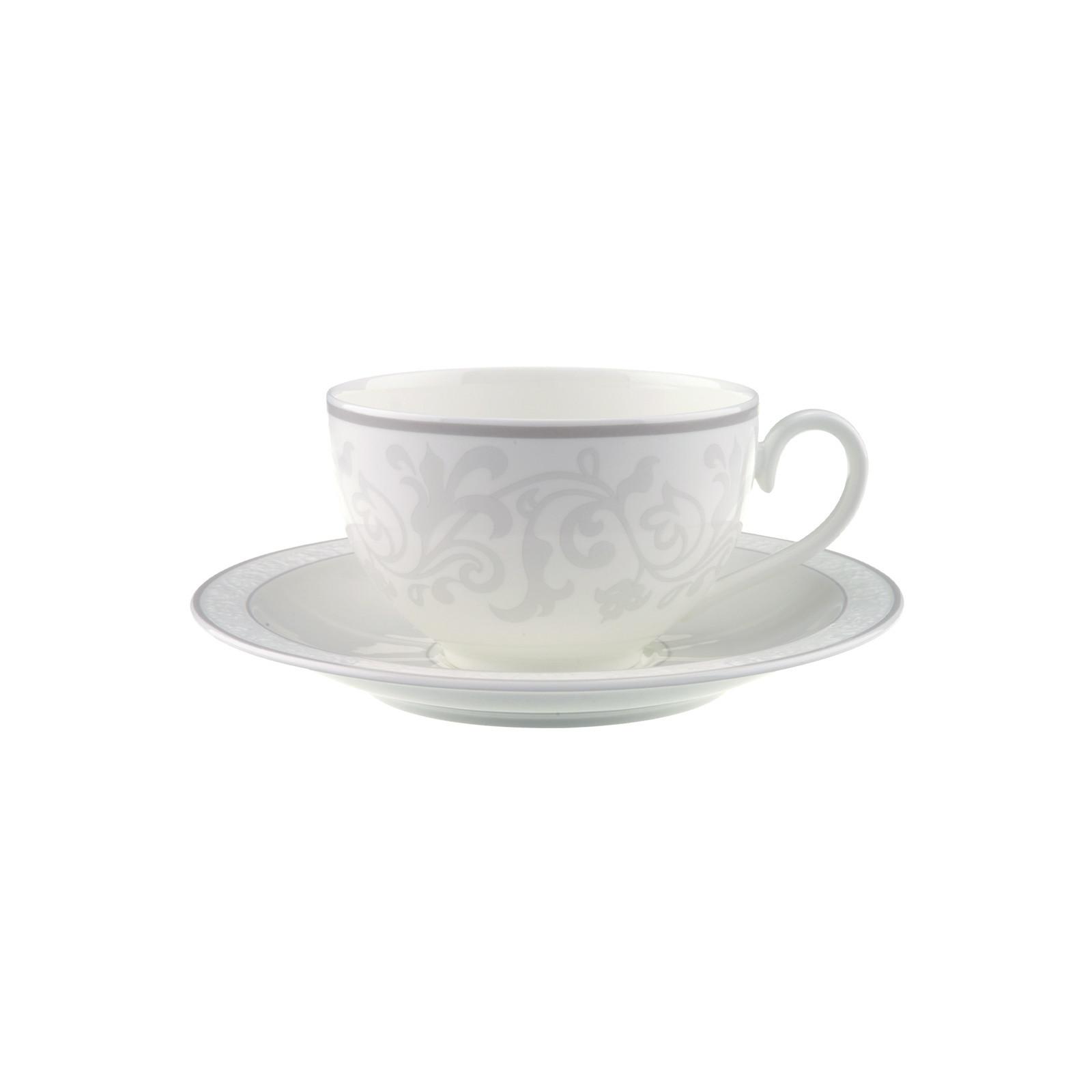 CAPPUCCINOTASSE MIT UNTERTASSE Gray Pearl weiß 310 ml - Weiß, Keramik (0.31L) - Villeroy & Boch