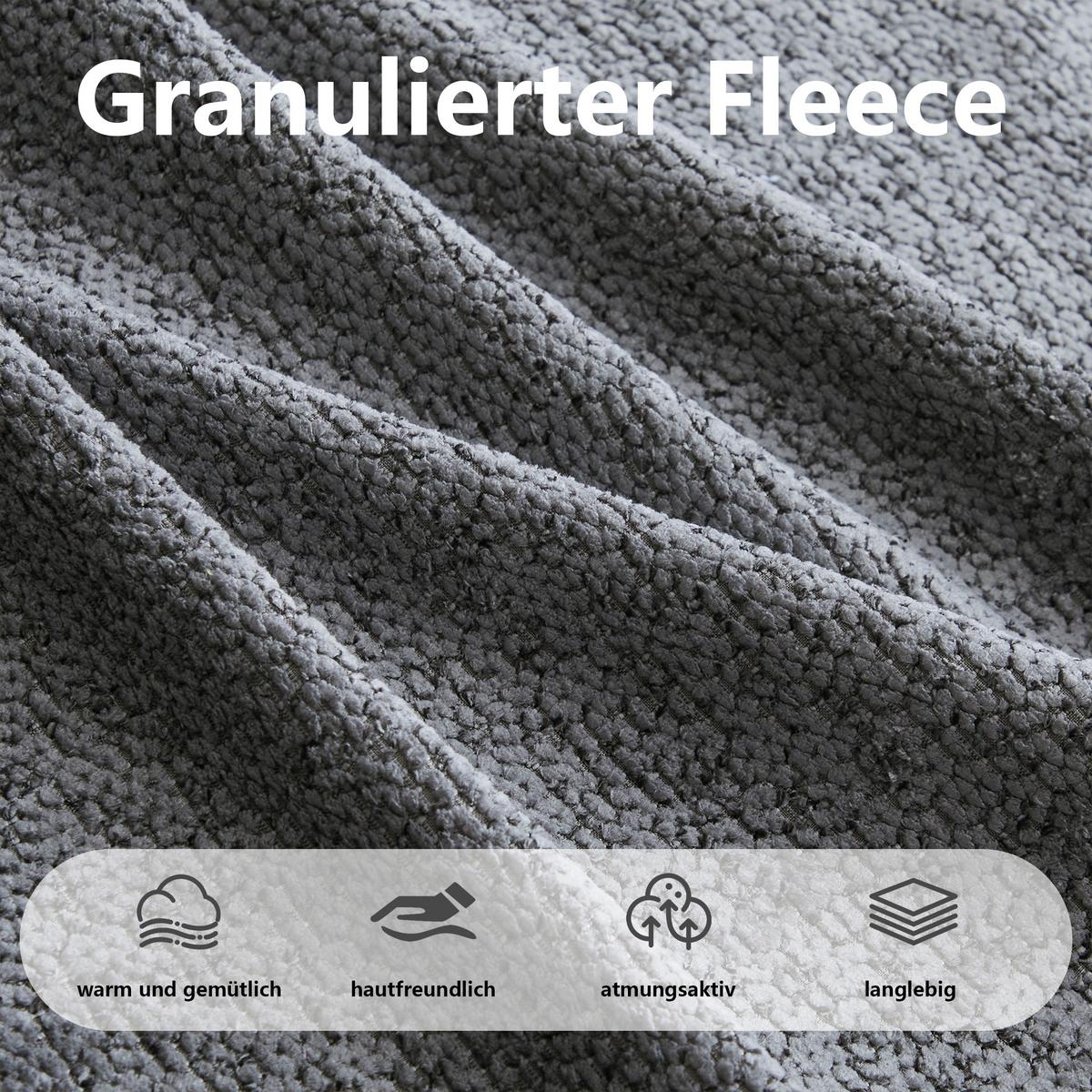 ECKSOFA aus granuliertem Fleece, frameless Lounge-Design ohne Montage - Grau, Textil (210/165cm) - Urban Meuble