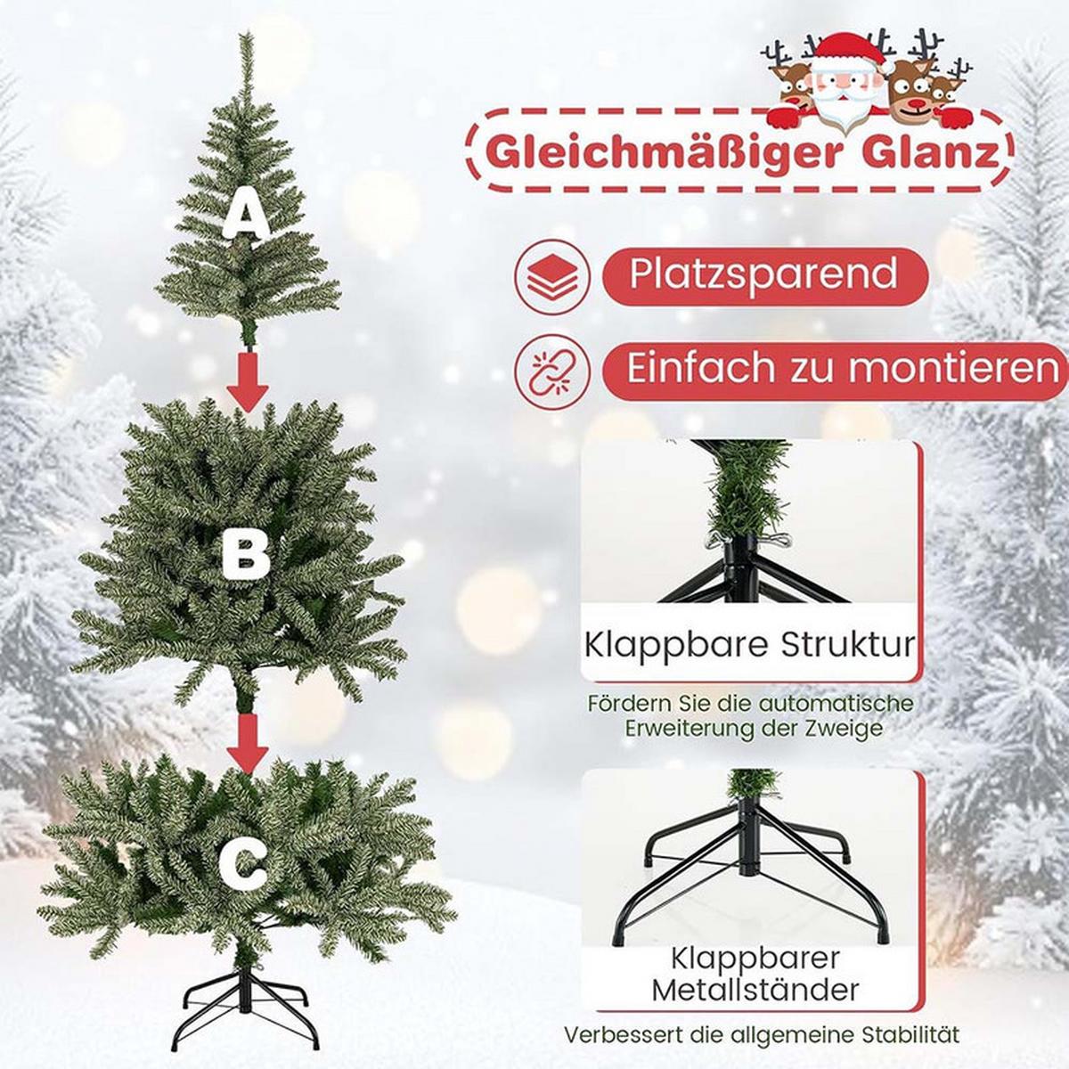 WEIHNACHTSBAUM im Dunkeln leuchtend 180cm Grün - Grün, Metall (180cm) - COSTWAY