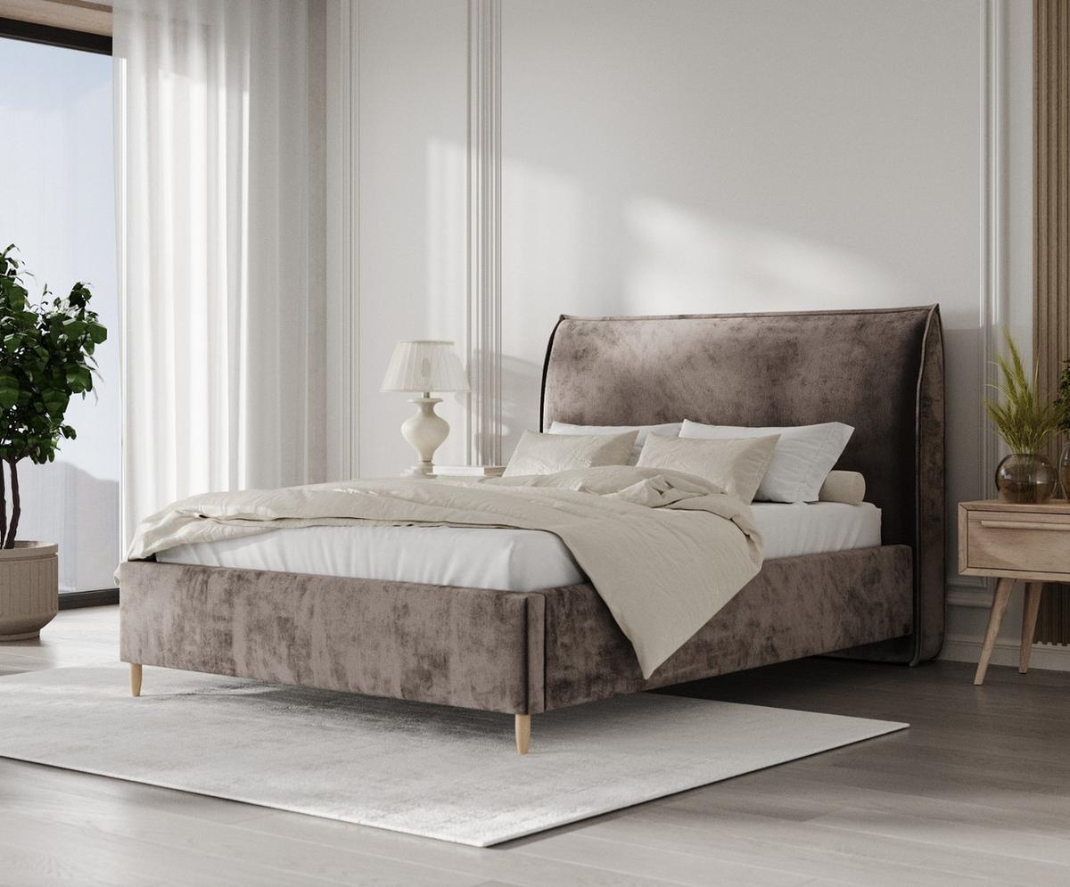 POLSTERBETT Mira 180/200 cm Braun im Lotta Stoff - Naturfarben/Braun, Holz/Holzwerkstoff (180/200cm) - AltaBeds