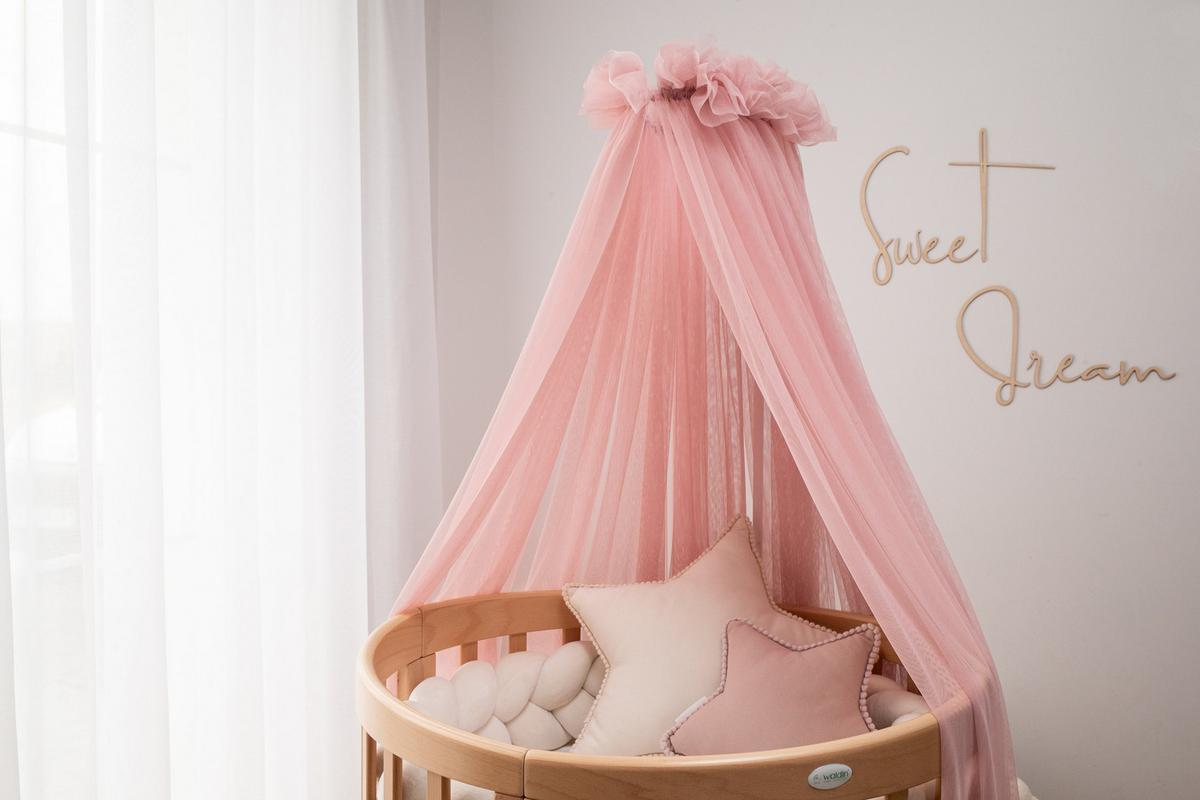 BABY Betthimmel Baldachin mit Himmelstange - Rosa, Textil - waldin