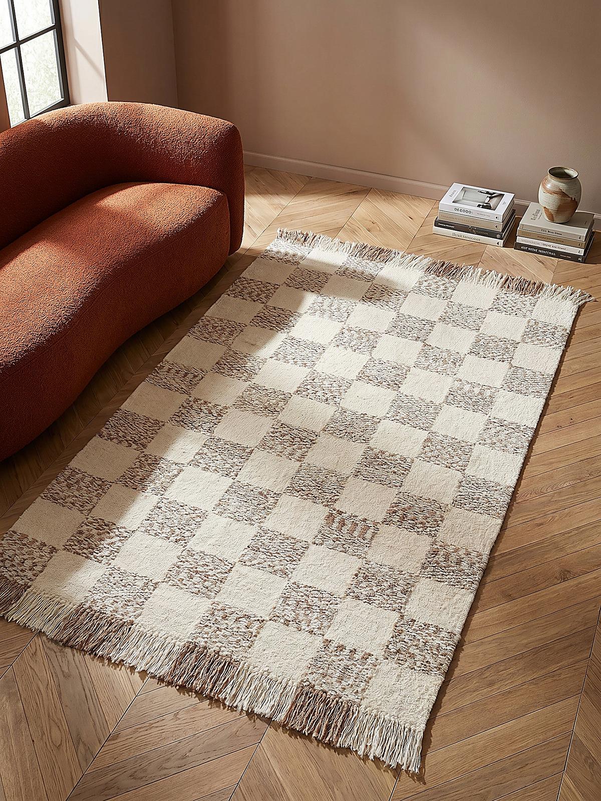 TEPPICH handgewebt VYNE, geometrisch, Beige-Natur, 160 x 230 cm - Beige, Textil (230/160cm) - KADIMA DESIGN